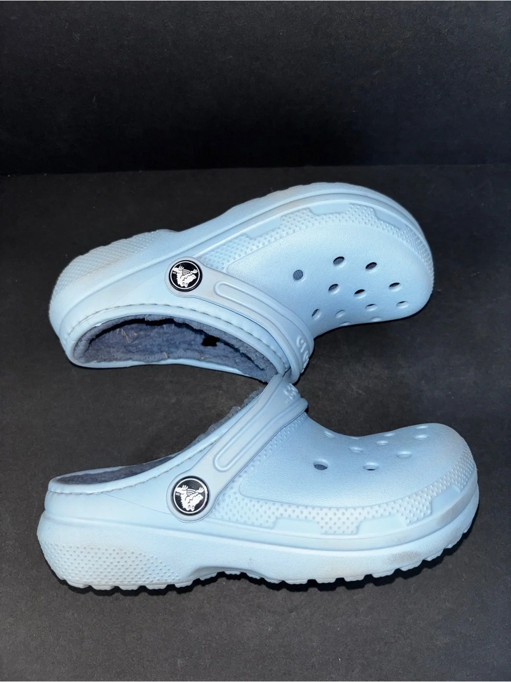 CROCS Kids Light Blue Fleece-Lined Clogs